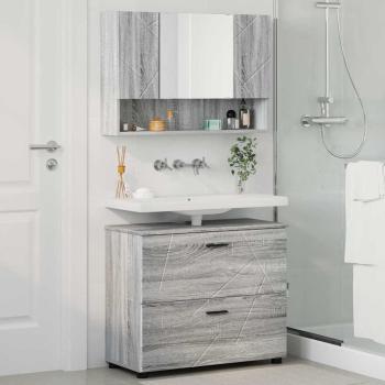 Badezimmermöbel Set mit Tür 2 pcs Grau Sonoma 76,5 x 35 x 64 cm