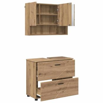 Badezimmermöbel Set 2 pcs Eiche handwerklich 76,5 x 35 x 64 cm
