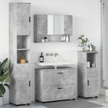 ARDEBO.de - Badezimmermöbel Set mit Regal 4 pcs Betongrau 30 x 35 x 192 cm
