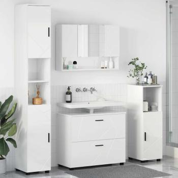 ARDEBO.de - Badezimmermöbel Set 4 pcs Hochglanz-Weiß 30 x 35 x 192 cm