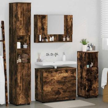Badezimmermöbel Set mit Tür 4 pcs Räuchereiche 30 x 35 x 192 cm