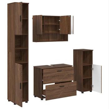 Badezimmermöbel Set mit Tür 4 pcs Braune Eiche 30 x 35 x 192 cm