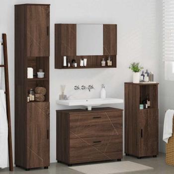 Badezimmermöbel Set mit Tür 4 pcs Braune Eiche 30 x 35 x 192 cm