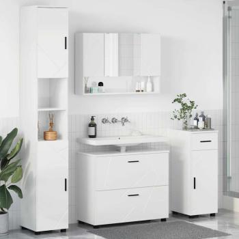 ARDEBO.de - Badezimmermöbel Set 4 pcs Hochglanz-Weiß 30 x 35 x 192 cm