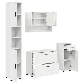 Badezimmermöbel Set 4 pcs Hochglanz-Weiß 30 x 35 x 192 cm