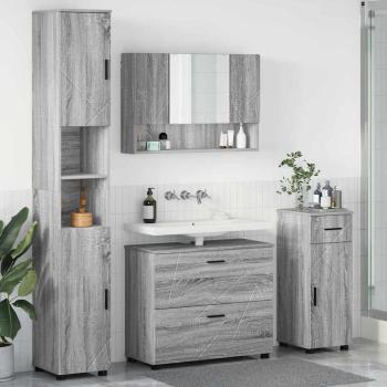 ARDEBO.de - Badezimmermöbel Set mit Tür 4 pcs Grau Sonoma 30 x 35 x 192 cm