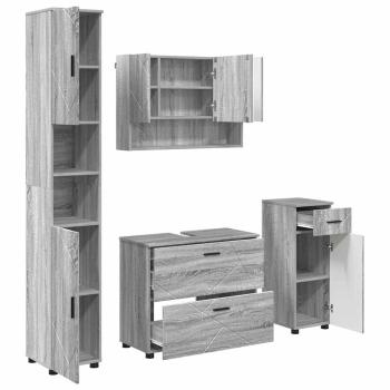 Badezimmermöbel Set mit Tür 4 pcs Grau Sonoma 30 x 35 x 192 cm