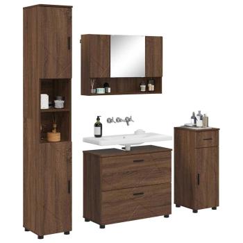 Badezimmermöbel Set mit Tür 4 pcs Braune Eiche 30 x 35 x 192 cm