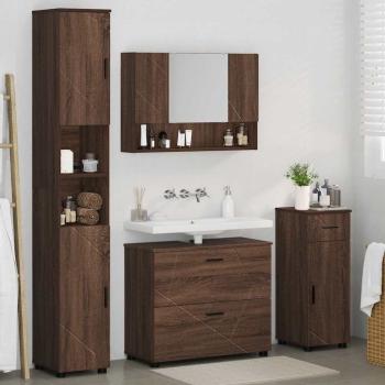 Badezimmermöbel Set mit Tür 4 pcs Braune Eiche 30 x 35 x 192 cm