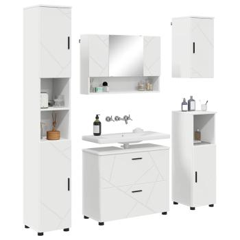 Badezimmermöbel Set 5 pcs Weiß 30 x 35 x 192 cm Holzwerkstoff