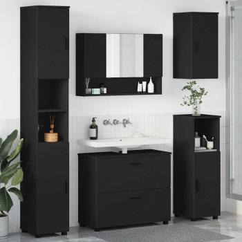 ARDEBO.de - Badezimmermöbel Set mit Regal 5 pcs Schwarz 30 x 35 x 192 cm