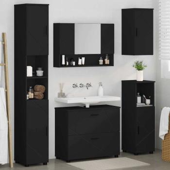 Badezimmermöbel Set mit Regal 5 pcs Schwarz 30 x 35 x 192 cm