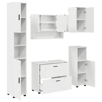 Badezimmermöbel Set 5 pcs Hochglanz-Weiß 30 x 35 x 192 cm
