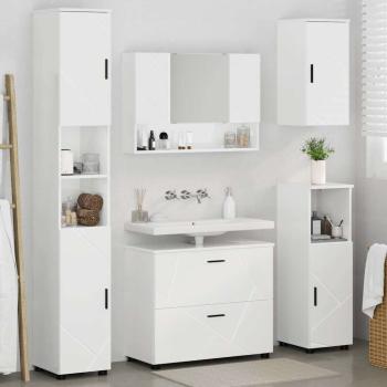 Badezimmermöbel Set 5 pcs Hochglanz-Weiß 30 x 35 x 192 cm