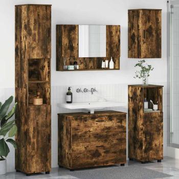 ARDEBO.de - Badezimmermöbel Set mit Tür 5 pcs Räuchereiche 30 x 35 x 192 cm
