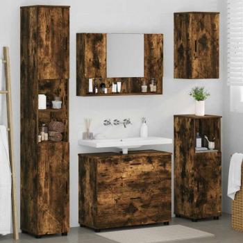 Badezimmermöbel Set mit Tür 5 pcs Räuchereiche 30 x 35 x 192 cm