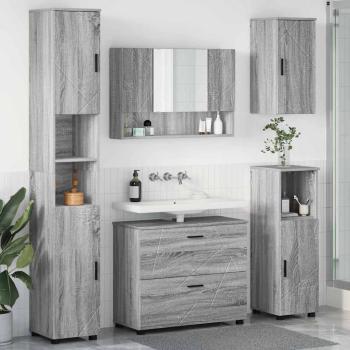 ARDEBO.de - Badezimmermöbel Set mit Tür 5 pcs Grau Sonoma 30 x 35 x 192 cm