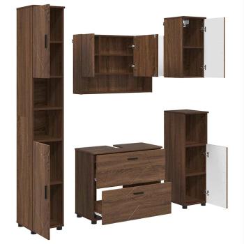 Badezimmermöbel Set mit Tür 5 pcs Braune Eiche 30 x 35 x 192 cm