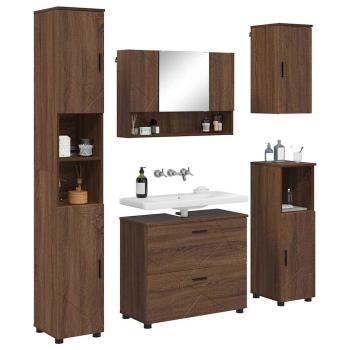 Badezimmermöbel Set mit Tür 5 pcs Braune Eiche 30 x 35 x 192 cm