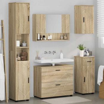 Badezimmermöbel Set mit Tür 5 pcs Sonoma Eiche 30 x 35 x 192 cm