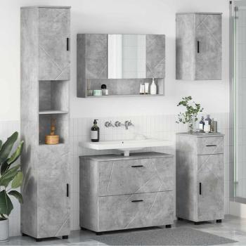 ARDEBO.de - Badezimmermöbel Set mit Regal 5 pcs Betongrau 30 x 35 x 192 cm