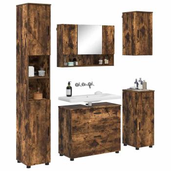 Badezimmermöbel Set mit Tür 5 pcs Räuchereiche 30 x 35 x 192 cm