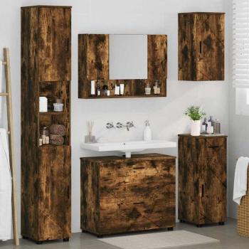 Badezimmermöbel Set mit Tür 5 pcs Räuchereiche 30 x 35 x 192 cm
