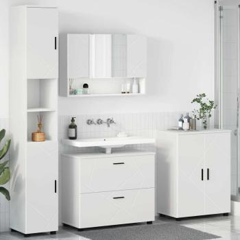 ARDEBO.de - Badezimmermöbel Set 4 pcs Weiß 30 x 35 x 192 cm Holzwerkstoff