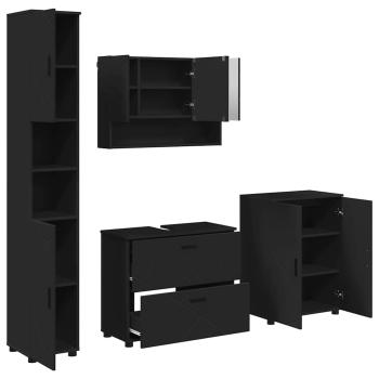 Badezimmermöbel Set mit Regal 4 pcs Schwarz 30 x 35 x 192 cm