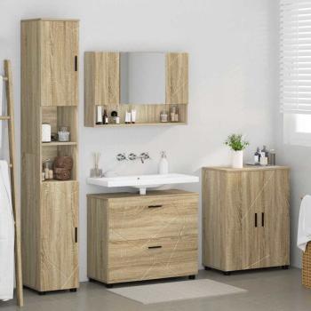 Badezimmermöbel Set mit Tür 4 pcs Sonoma Eiche 30 x 35 x 192 cm