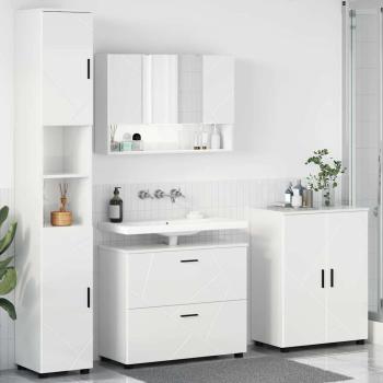 ARDEBO.de - Badezimmermöbel Set 4 pcs Hochglanz-Weiß 30 x 35 x 192 cm