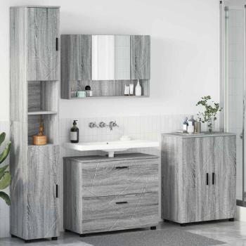 ARDEBO.de - Badezimmermöbel Set mit Tür 4 pcs Grau Sonoma 30 x 35 x 192 cm