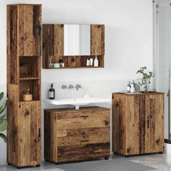 ARDEBO.de - Badezimmermöbel Set mit Regal 4 pcs Altholz 30 x 35 x 192 cm