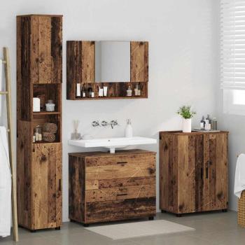 Badezimmermöbel Set mit Regal 4 pcs Altholz 30 x 35 x 192 cm