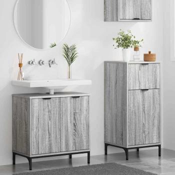 Badezimmermöbel Set Plaid 2 pcs Grau Sonoma 39,5 x 36 x 88 cm
