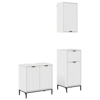 Badezimmermöbel Set 3 pcs Hochglanz-Weiß 39,5 x 36 x 88 cm