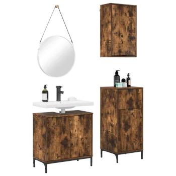 Badezimmermöbel Set Plaid 3 pcs Räuchereiche 39,5 x 36 x 88 cm