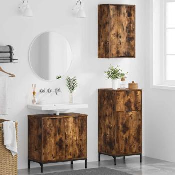 Badezimmermöbel Set Plaid 3 pcs Räuchereiche 39,5 x 36 x 88 cm
