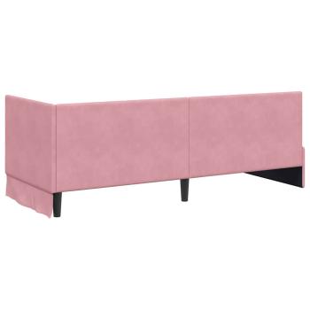 Eckbettgestell mit Matratze mit Kopfteil Rosa 80 x 200 cm Samt