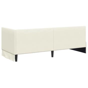 Eckbettgestell mit Matratze mit Kopfteil Creme 80 x 200 cm Samt