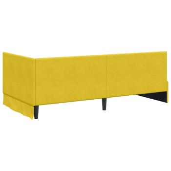 Eckbettgestell mit Matratze mit Kopfteil Gelb 90 x 190 cm Samt