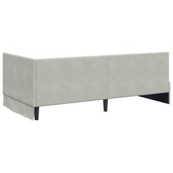 Eckbettgestell mit Matratze Hellgrau 90 x 200 cm Samt