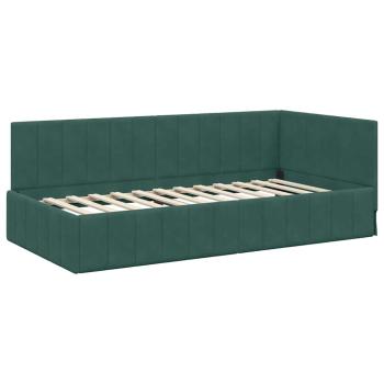 Eckbettgestell mit Matratze Dunkelgrün 100 x 200 cm Samt