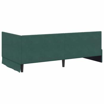 Eckbettgestell mit Matratze Dunkelgrün 100 x 200 cm Samt