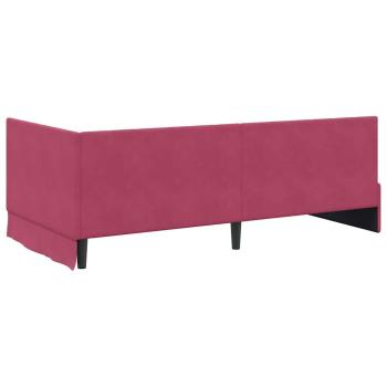 Eckbettgestell mit Matratze Weinrot 100 x 200 cm Samt