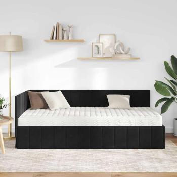 Eckbettgestell mit Matratze Schwarz 100 x 200 cm Samt