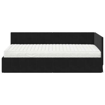 Eckbettgestell mit Matratze Schwarz 100 x 200 cm Samt