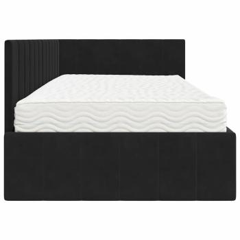 Eckbettgestell mit Matratze Schwarz 100 x 200 cm Samt