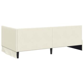 Eckbettgestell mit Matratze Creme 100 x 200 cm Samt