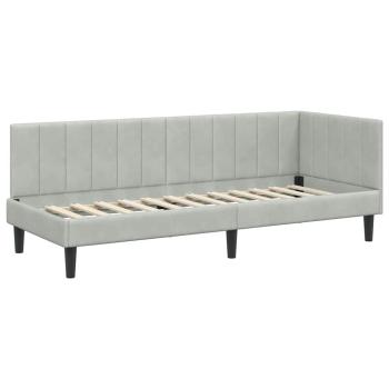 Eckbettgestell mit Matratze Hellgrau 80 x 200 cm Samt